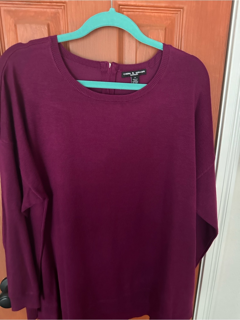 Cable & Gauge Plum Crewneck Knit Top